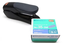 FLAT CLINCH STAPLER & 5,000 STAPLES, MAX HD-50F Perfect for Coin Flips & Collect