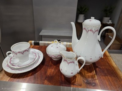 Ilmenau Porcelain  Pink Rose Gold Trim Complete Tea/Coffee Set With lunch Plates