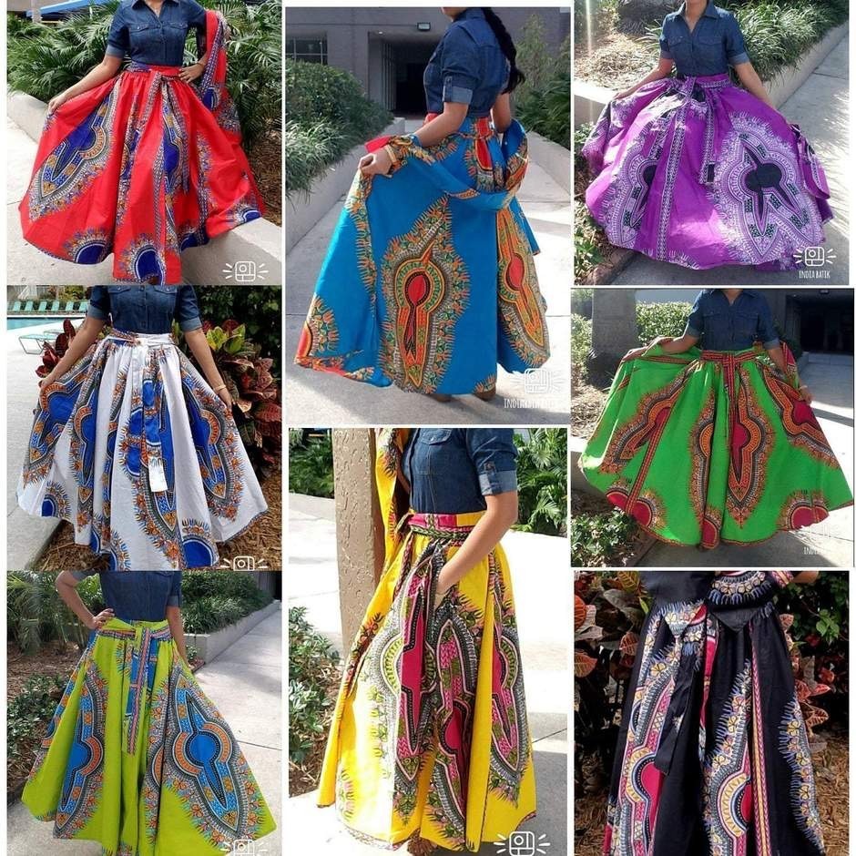 Long Maxi Skirt With Scarf Cotton One Size Dashiki Skirt Maxi Skirt Wholesale-image