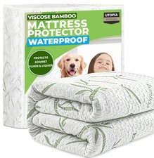 Waterproof Mattress Protector Full Size Bed, Premium 200 GSM Bamboo Viscose C...
