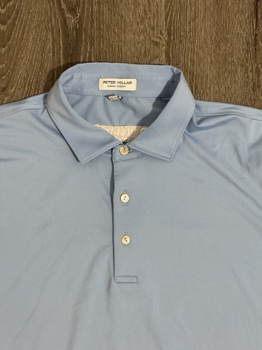 Camisa polo Peter Millar Summer Comfort para hombre mediana azul Bay Hill rendimiento de golf - Imagen 5 de 12