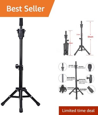 Mini Wig Tripod Stand - Lightweight Adjustable Mannequin Head Stand for Training