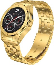 HASLFM Stainless Steel Case with Band Google Pixel Watch 3 45mm , Gold