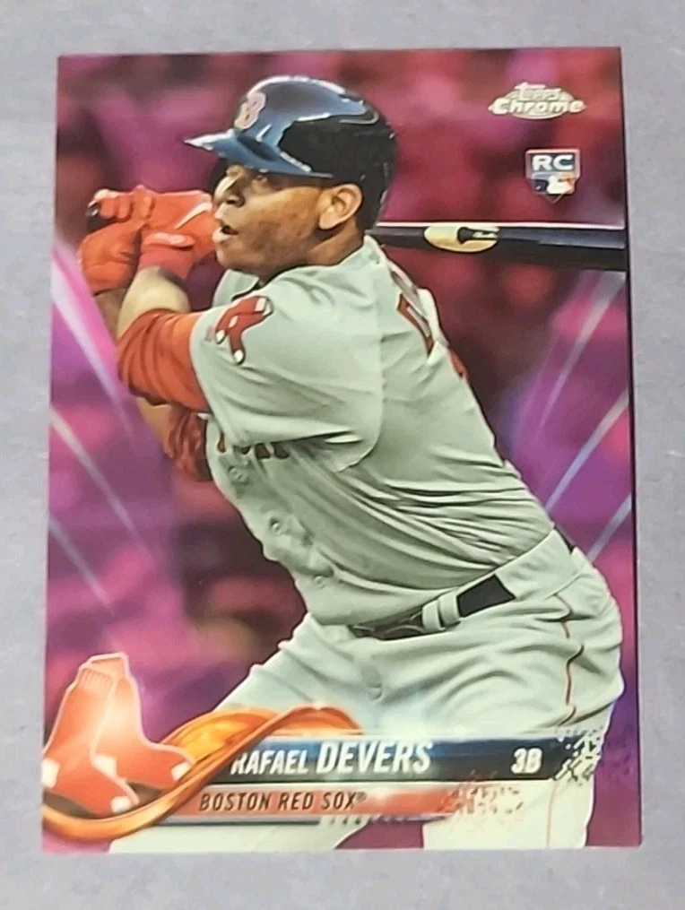 2018 Topps Chrome Baseball Rafael Devers RC Pink Refractor Card # 25 Red Sox