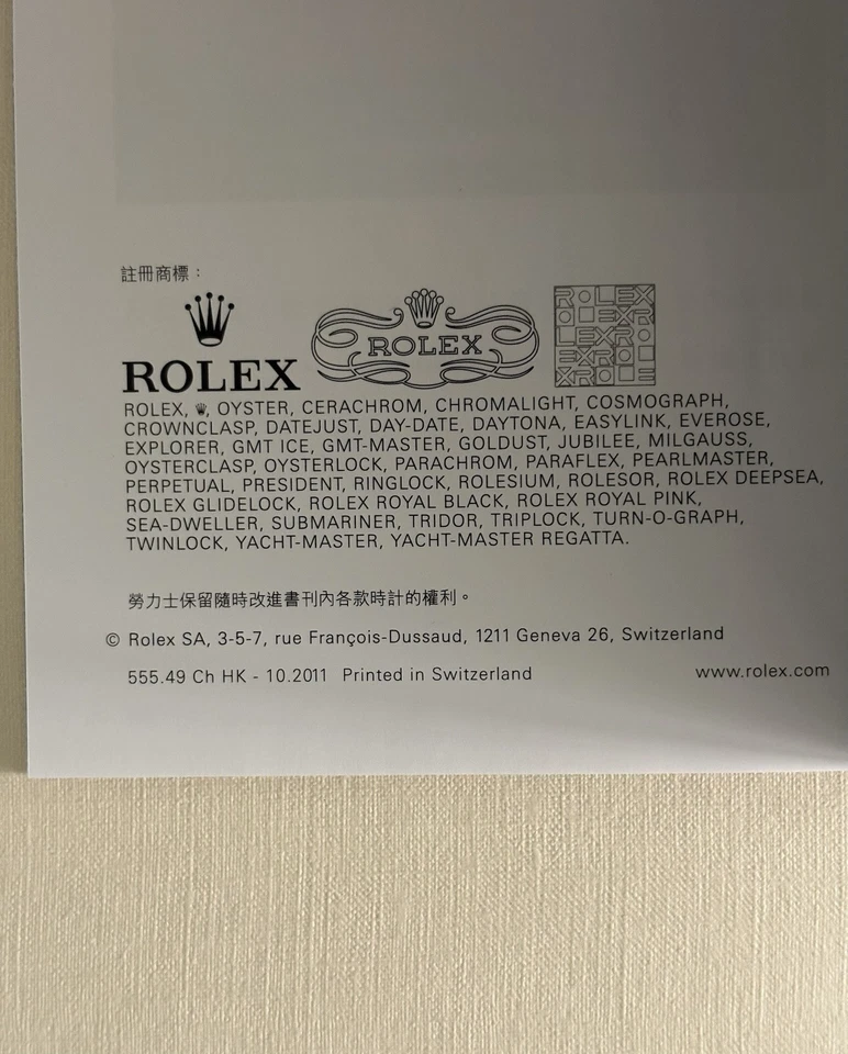 Rolex Daytona Booklet Libretto 555.49 - 10.2011 Chinese Originale Genuine - Immagine 3 di 4