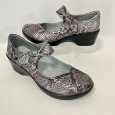 Alegria Ella Mary Jane Shoe Onyx Snake Pattern Leather Womens Sz 40 9.5 10