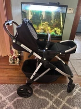 360° Rotatable 2-in-1 Convertible Baby Stroller with Bassinet One-Click Folding