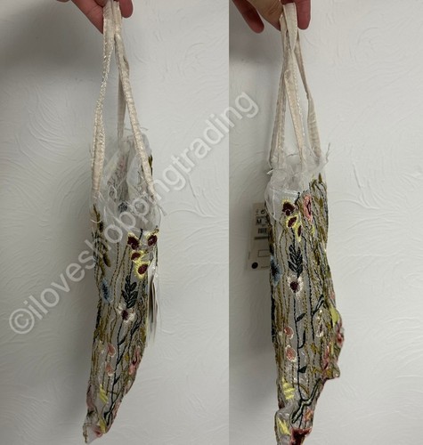 ZARA ORGANZA NETZ TÜLL BLUMENSTICKEREI BUCH BEUTELTASCHE BESTICKT SHOPPER NEU - Bild 15 von 23