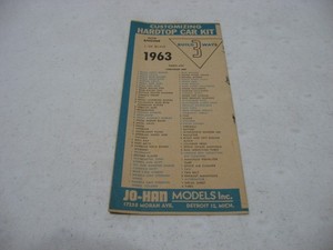 Instruction Sheet Only - Jo-Han 1963 Chrysler 300 Model Kit #2463:149