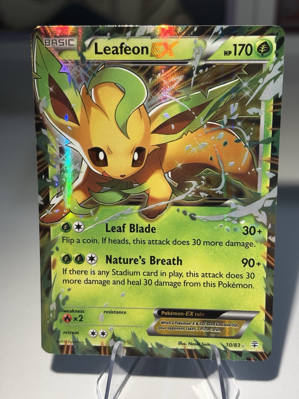 Pokemon 2016 XY Generations Leafeon EX #10/83 Holo Rare Lightly Played