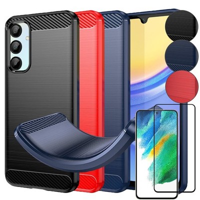 TPU Hülle für SAMSUNG GALAXY S24 S23 A55 A35 A54 Carbon Fiber Skin Brushed Cover