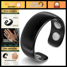 Magnetic Therapy Ring - Stylish Stainless Steel Men's Ring - Black Size 10