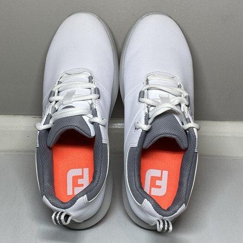 FootJoy eComfort Golf Shoes Women’s 7 White Leather Waterproof Spiked Lace Up - Picture 10 of 14