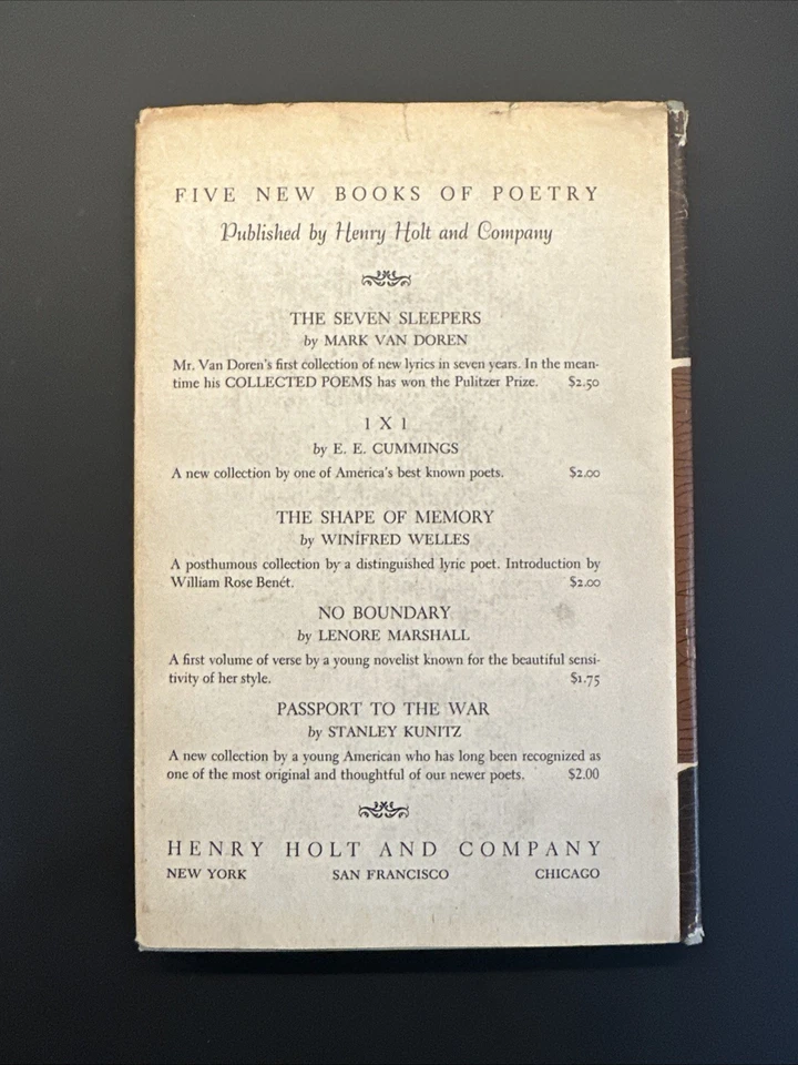 Take Them Stranger By Babette Deutsch HC DJ 1944 Poetry 1st Printing SFLIB - Image 2 of 4