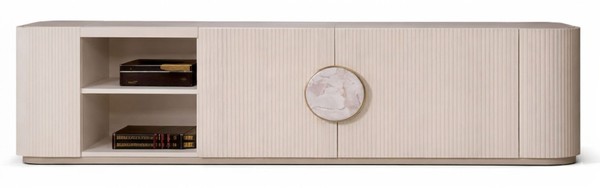 Moderner Beiger Fernsehschrank Tv-MöBel Aus Holz Tv-Konsole WohnzimmermöBel-image