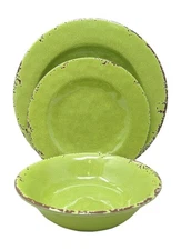 Gianna's Home 12 Piece Rustic Farmhouse Melamine Dinnerware Set, Service for ...