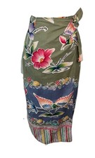  395 VTG 1985 Ralph Lauren Tropical Bird Print Maxi Wrap Skirt 100 Cotton 4