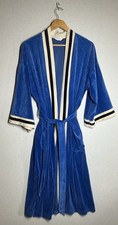 Vintage Christian Dior Monsieur Velour Robe Blue Belted Lounge Robe One Size