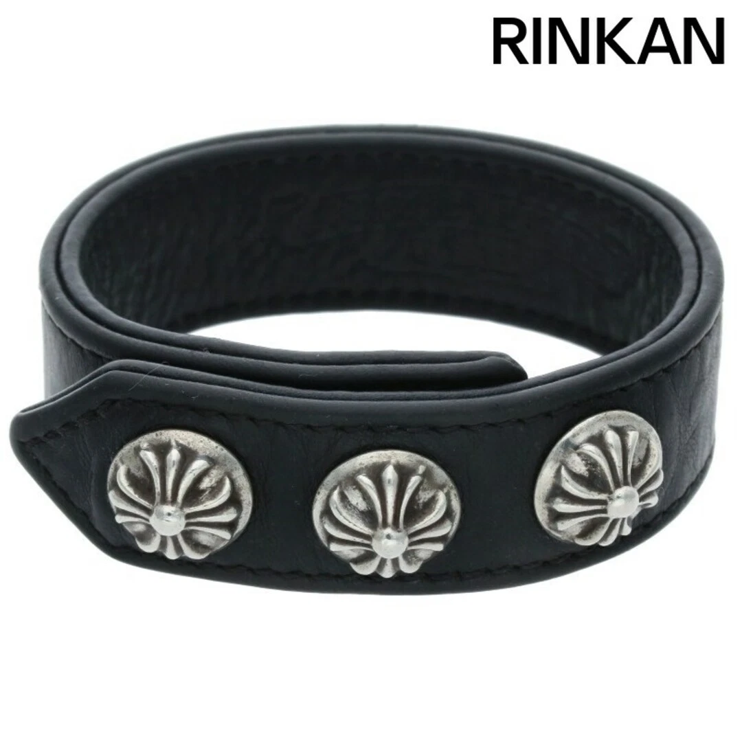 CHROME HEARTS Bracciale Uomo Cromo Cuori 3 BTN 2SNP Bottoni a Sfera Croce 2 Snap Pelle