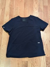 FIGS Casma Womens L Scrub Top Navy Blue Short Sleeve Technical Collection