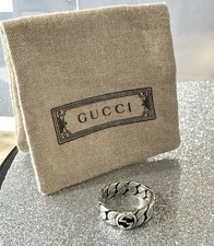 Gucci Ring ,Interlocking G , 6 mm , Sterling Silver, Size 8.5 U.S. - 19 Eu