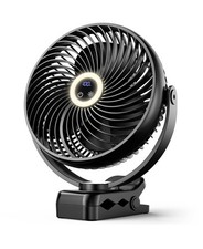 Portable Clip On Fan with LED Lantern and Hook 8'' 10000mAh  Battery Quiet 35db