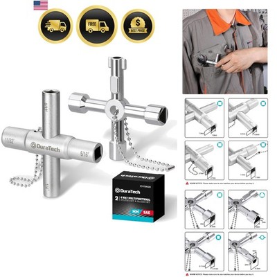 4 Way Sillcock Key Set, Utility Key, Multi-functional Water Key, 2-Pack, for ...