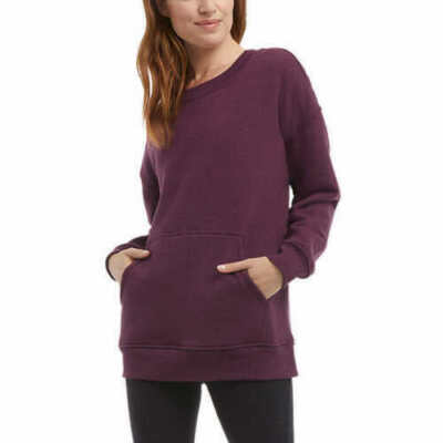 NWOT DANSKIN 1559998 ITALIAN PLUM OVERSIZED CREWNECK W/POCKET TOP SZ M #B656