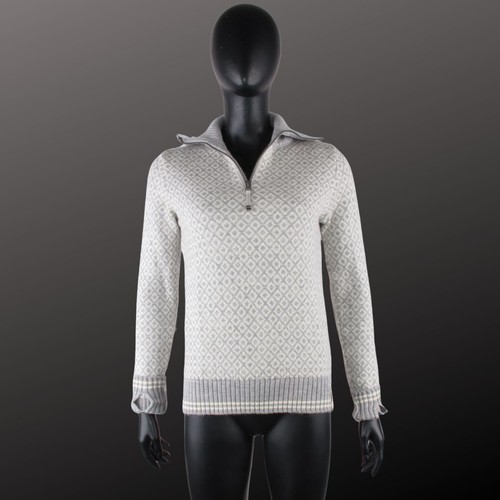 DEVOLD Slogen Zip Neck Maglione Pullover Donna Grigio Fair Isle Jmper XS Lana - Foto 23 di 24