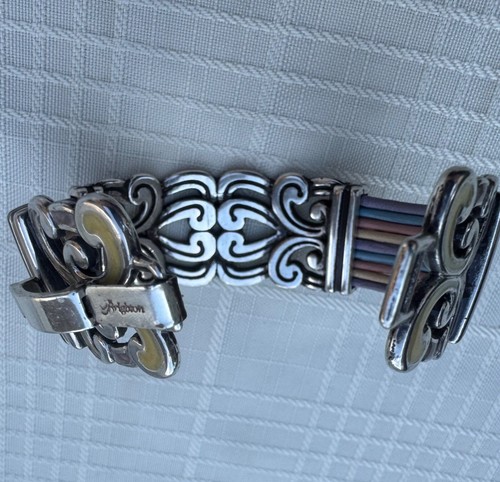 Bracciale Brighton Gelato Pastelli Smalto Swirl Argento Placcato Rotolo Cordini Pelle - Foto 5 di 6