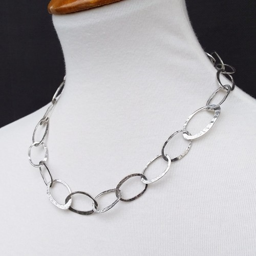 Silpada Necklace 925 Sterling Silver Oval Links Hammered N1667 Retired 2011 - Picture 11 of 13
