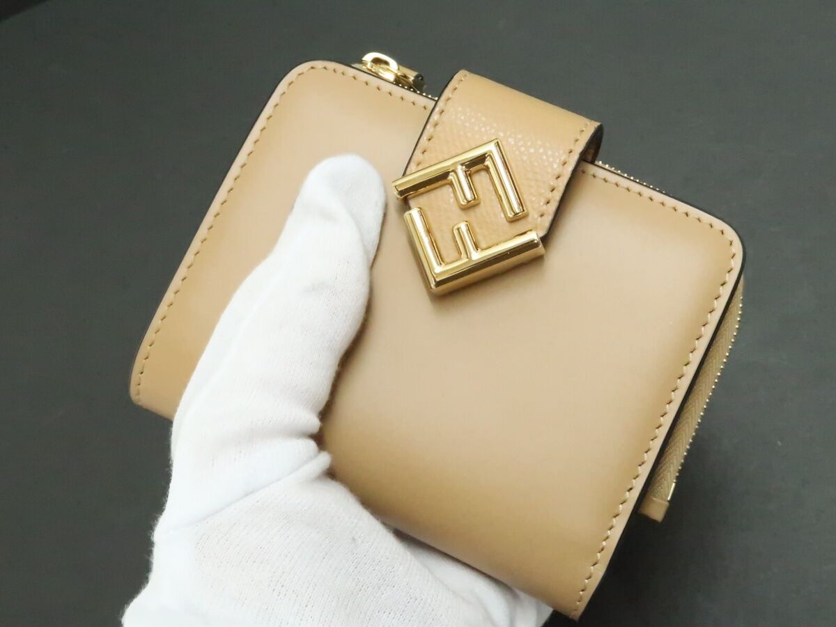 Auth FENDI FF Diamond Bifold Wallet with Coin Purse leather Auth FENDI FF Diamond Bifold Wallet with Coin Purse leather