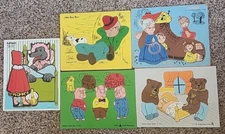 5 Vintage Wooden Frame Tray Nursery Rhymes Puzzles..Little Boy Blue,