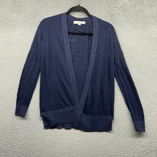 Ann Taylor LOFT Women Open Cardigan Sweater Blue Knit Long Sleeve V-Neck Size XS