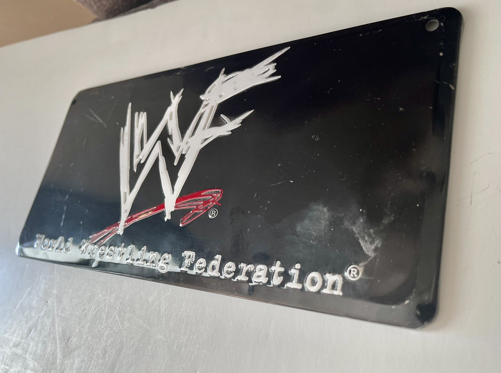 Vintage 2001 WWF Wrestling Novelty Front License Plate Wall Sign