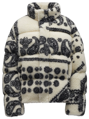 Moncler x Palm Angels Baden Paisley Fleece Down Jacket White Black