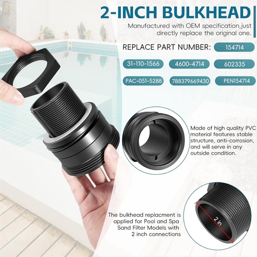 154714 2" Bulkhead for Pentair Triton Ii Pool & Spa Sand Filter TR50/60/100/140 - Picture 9 of 12