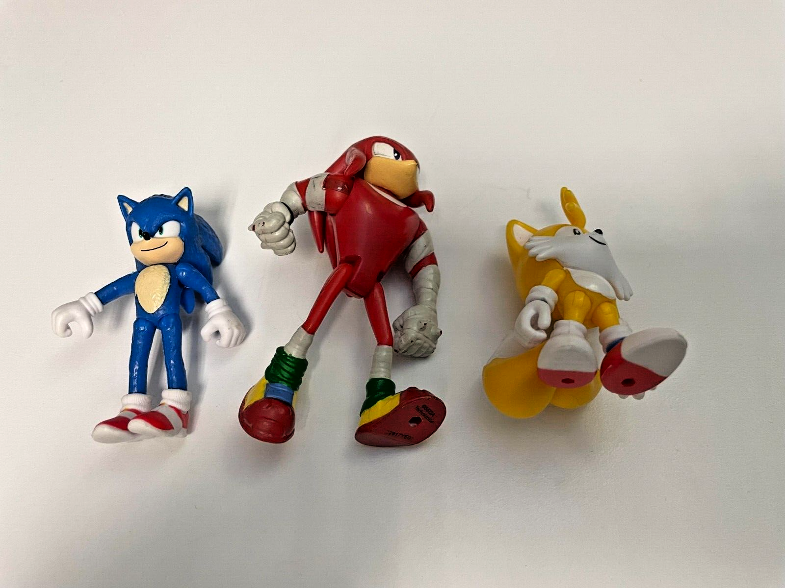 SEGA TOMY 25th Anniversary Classic Sonic Figure Toy Lot 3” Sonic Tails  Knuckles