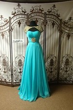 V529 SHERRI HILL 11193 AQUA SZ 6 $695 V366 #188  FORMAL PROM GOWN DRESS NWT