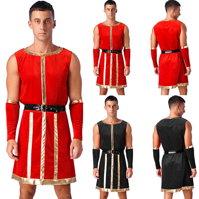 Mens Medieval Renaissance Royal Guard Costume Robe Belt