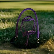 Beautiful Custom Made, hand Woven Rocking Horse Bridle. Made To Measure Purple 