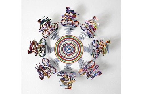 DAVID GERSTEIN hand made Pop art Metal sculpture " Cyclists bowl " - Picture 5 of 8