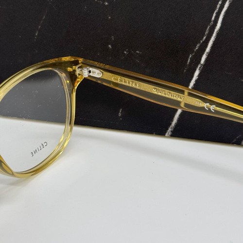 NEW CELINE CL50007I 039 YELLOW CLEAR ROUND UNISEX CELINE EYEGLASSES - Picture 9 of 10