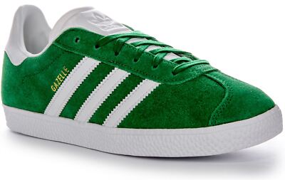 Adidas Gazelle 90s Retro Suede Youth Trainers Boys Shoes In Green UK 3 - 7
