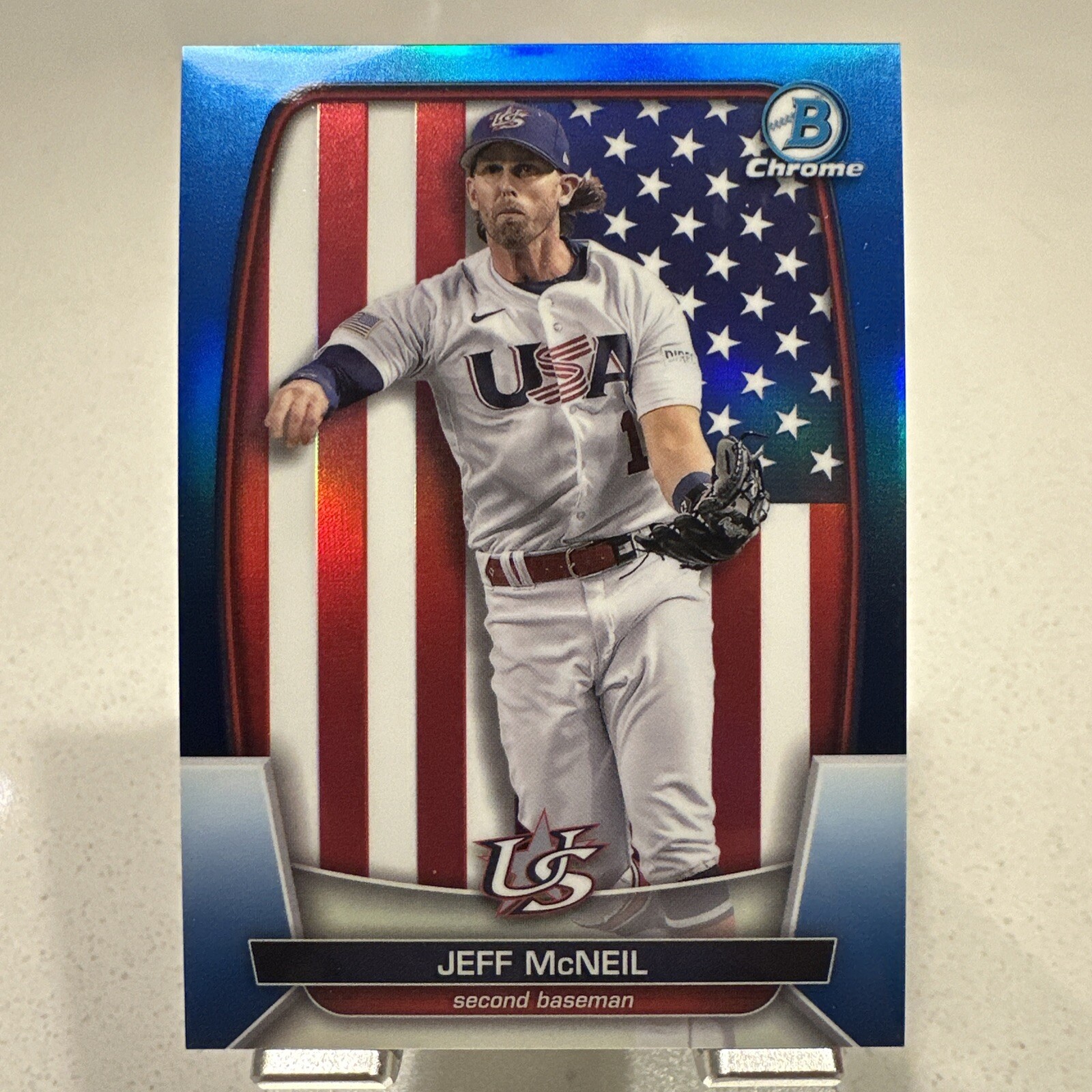 2023 Bowman Chrome WBC Jeff McNeil /75 Blue Refractor #WBC-87 USA /Mets