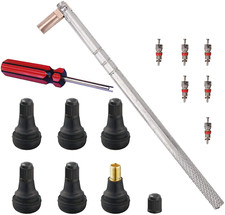 Tire Valve Stem Tool Remover  Installation, 6 Pcs TR412 Snap-In Valve Stems wit