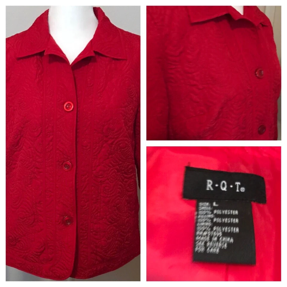 Chaqueta acolchada grande roja para mujer R.Q.T. Chaqueta ligera totalmente forrada Foto 2 de 4