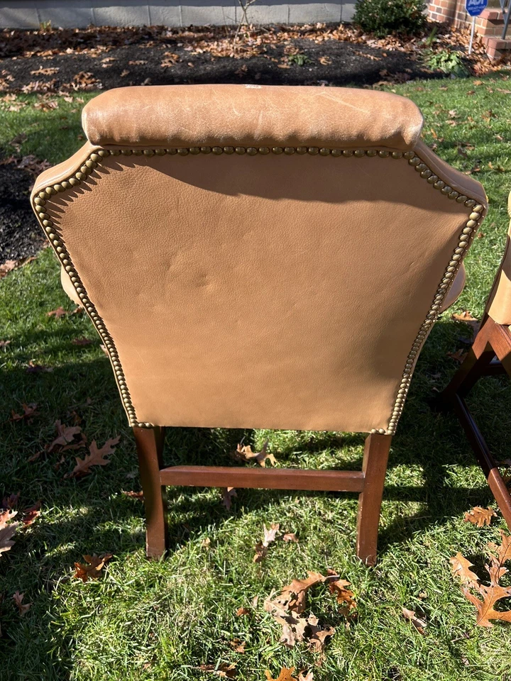 Par De KITTINGER COLONIAL WILLIAMSBURG CUERO "SILLÓN DE BRAZO ABIERTO" CW-152 Cape Cod Foto 4 de 4