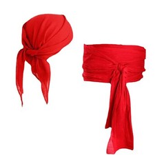 Halloween Pirate Costume Accessories Pirate Head Scarf Sash Belt Pirate Banda...