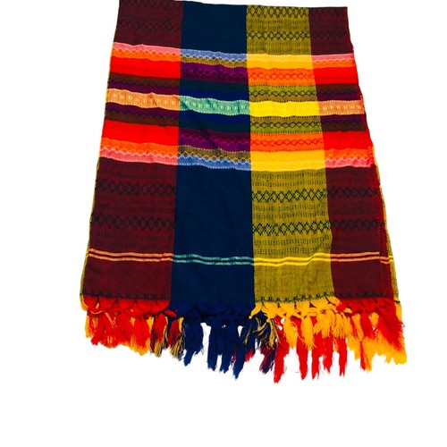 Mexikanische Tischdecke bunte Quadrate mit Fransen - 60 x 80 Zoll - Bild 2 von 8